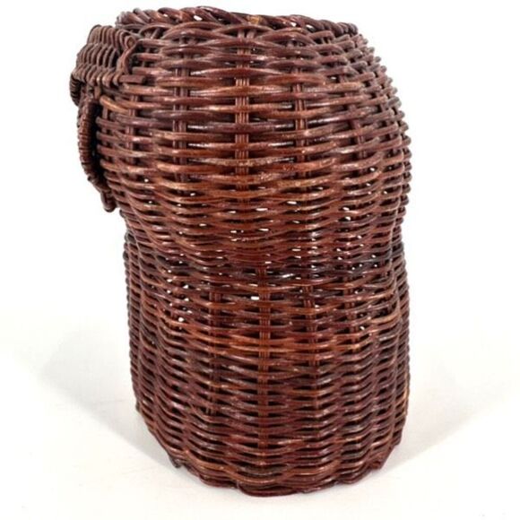 Vintage Wicker Rattan Woven Potpourri Basket Owl Collectible Adirondack Camp - Picture 7 of 11